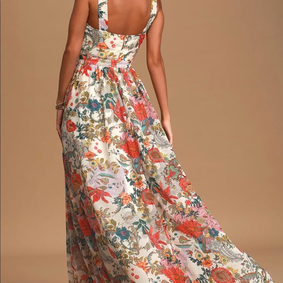 lilja cream floral print maxi dress Lilja Cream Floral Print Maxi Dress karamibrahimfashion
